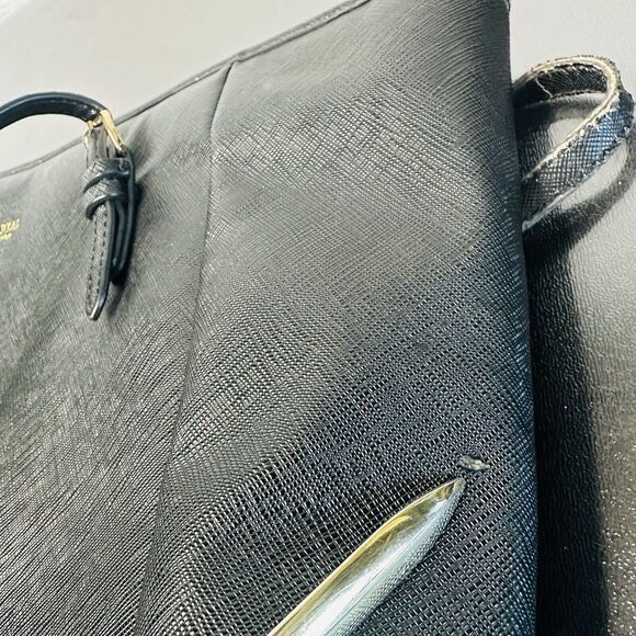 Sorial Womens Large Black Saffiano Leather Satchel Tote Black Double Handles - Picture 2 of 15